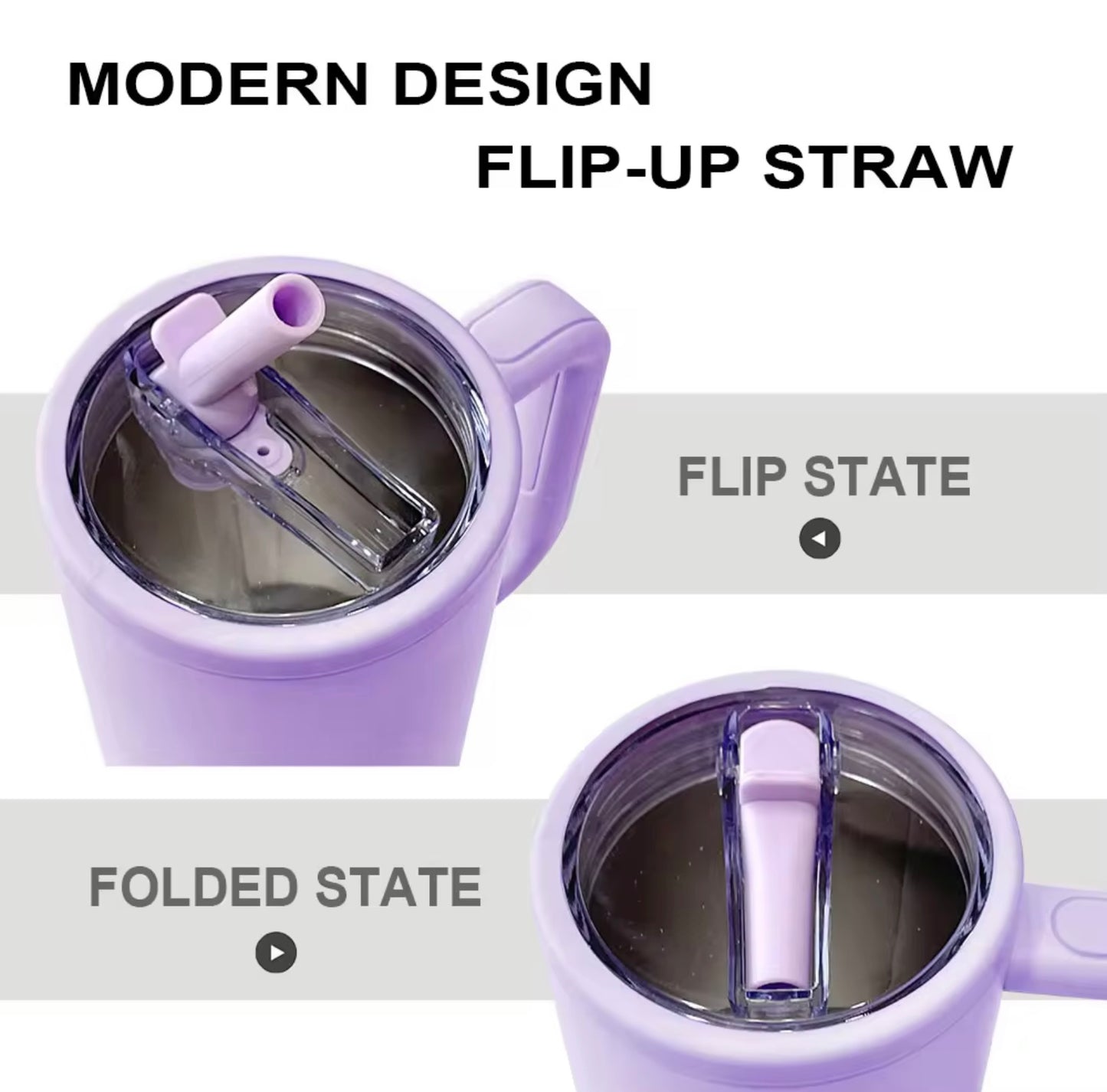Tumbler, Mug 40 Oz Handle and Nozzle Straw Lid, Insulated Reusable Stainless Steel Travel Mug Keeps Drinks Cold up to 34 Hours