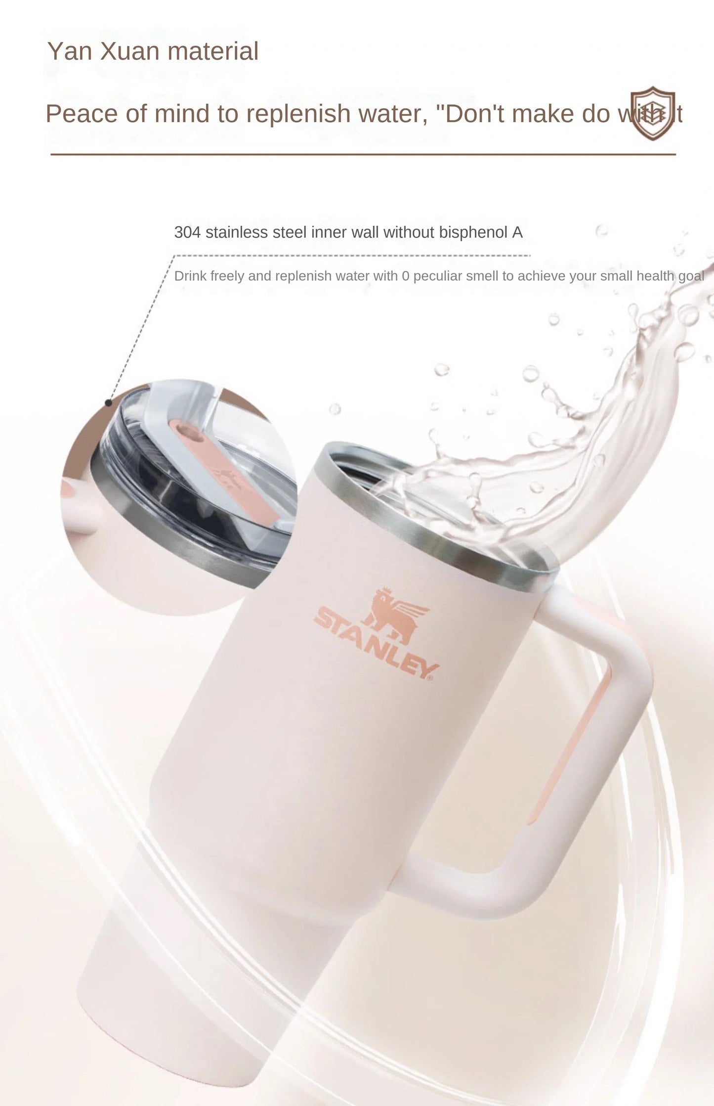 Premium Stanley-Quencher H2.0 Flowstate Stainless Steel 40 OZ Vacuum Insulated Cup, Tumbler, Mug with Lid -Stainless Steel - BPA free