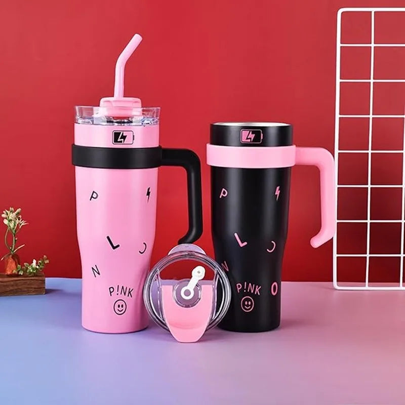 40 OZ Tumbler with Handle and Straw Lid, Insulated Reusable Stainless Steel Travel Mug Keeps Drinks Cold up to 34 Hours