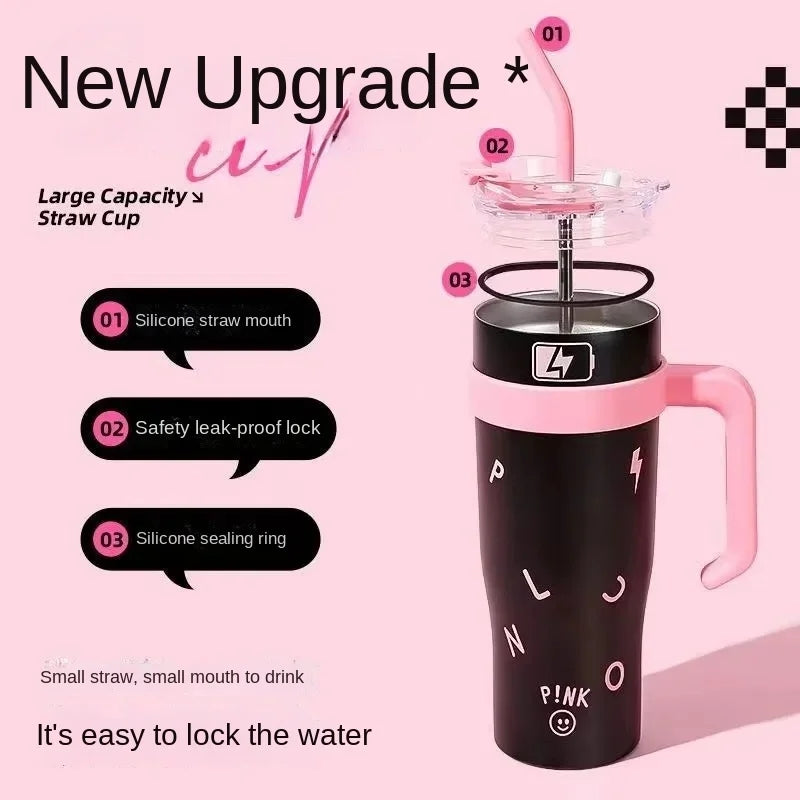 40 OZ Tumbler with Handle and Straw Lid, Insulated Reusable Stainless Steel Travel Mug Keeps Drinks Cold up to 34 Hours