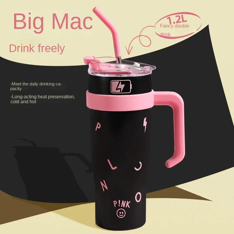 40 OZ Tumbler with Handle and Straw Lid, Insulated Reusable Stainless Steel Travel Mug Keeps Drinks Cold up to 34 Hours
