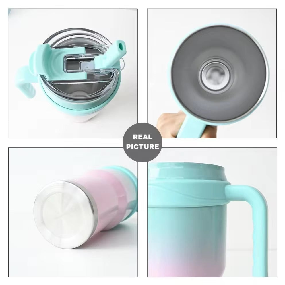 New 40 OZ Tumbler with Handle and Nozzle Straw Lid, Insulated Reusable Stainless Steel Travel Mug Keeps Drinks Cold up to 34 Hours