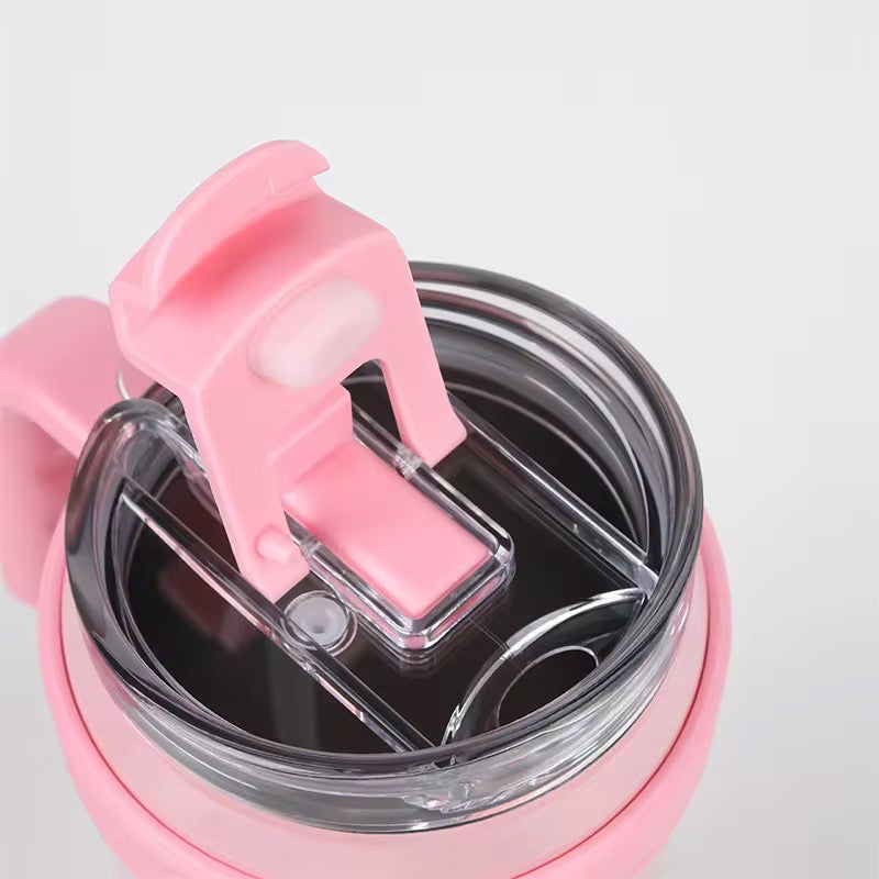 New 40 OZ Tumbler with Handle and Nozzle Straw Lid, Insulated Reusable Stainless Steel Travel Mug Keeps Drinks Cold up to 34 Hours