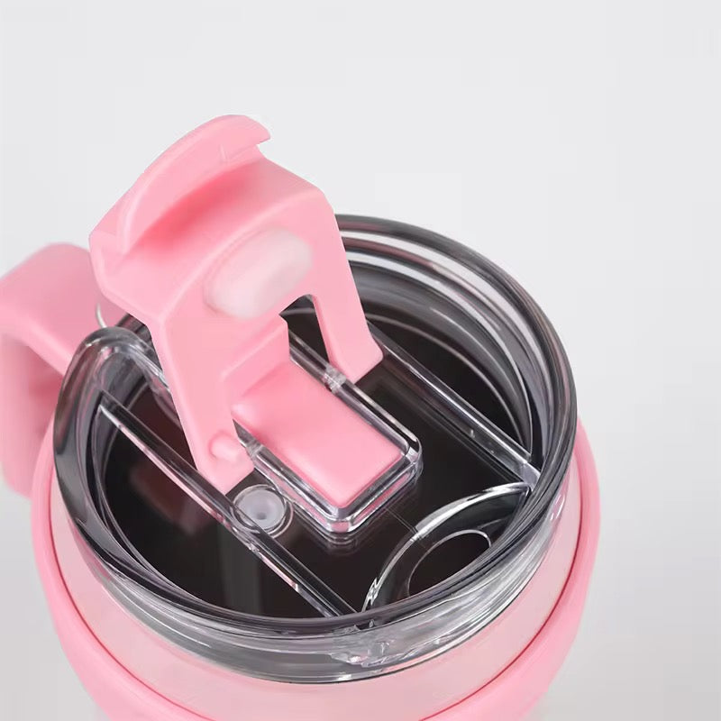New 40 OZ Tumbler with Handle and Nozzle Straw Lid, Insulated Reusable Stainless Steel Travel Mug Keeps Drinks Cold up to 34 Hours