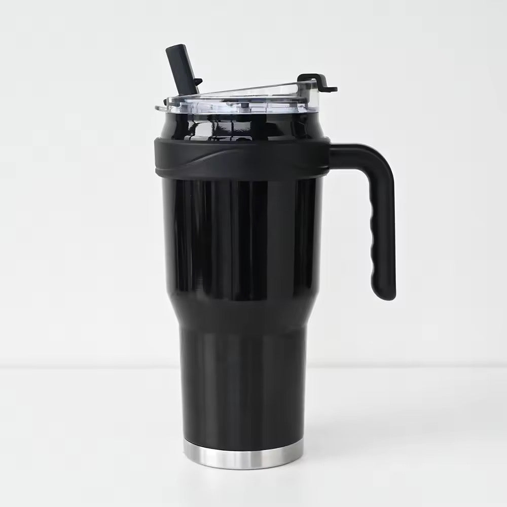 New 40 OZ Tumbler with Handle and Nozzle Straw Lid, Insulated Reusable Stainless Steel Travel Mug Keeps Drinks Cold up to 34 Hours