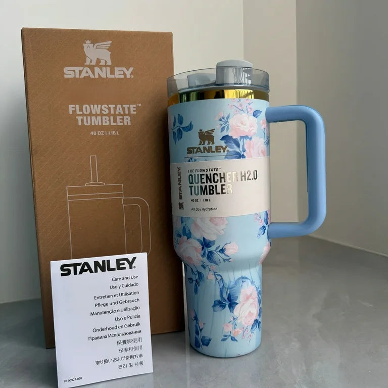 Premium Stanley-Quencher H2.0 Flowstate Stainless Steel 40 OZ Vacuum Insulated Cup, Tumbler, Mug with Lid -Stainless Steel - BPA free