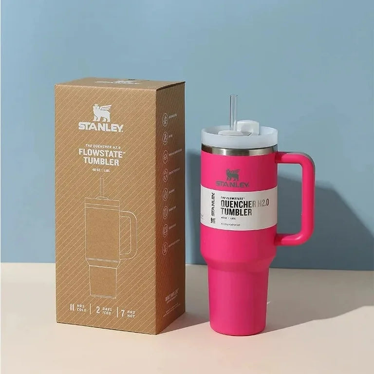 Premium Stanley-Quencher H2.0 Flowstate Stainless Steel 40 OZ Vacuum Insulated Cup, Tumbler, Mug with Lid -Stainless Steel - BPA free