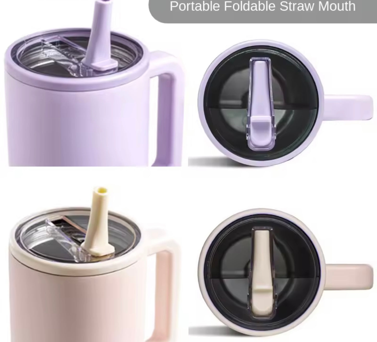 Tumbler, Mug 40 Oz Handle and Nozzle Straw Lid, Insulated Reusable Stainless Steel Travel Mug Keeps Drinks Cold up to 34 Hours