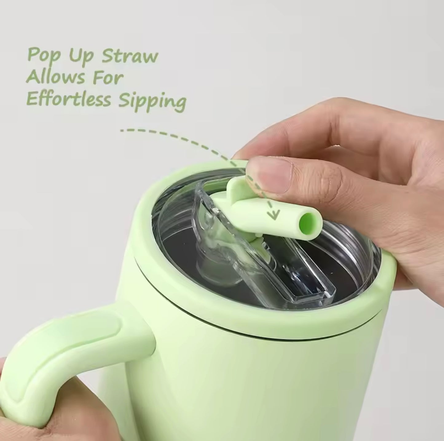 Tumbler, Mug 40 Oz Handle and Nozzle Straw Lid, Insulated Reusable Stainless Steel Travel Mug Keeps Drinks Cold up to 34 Hours