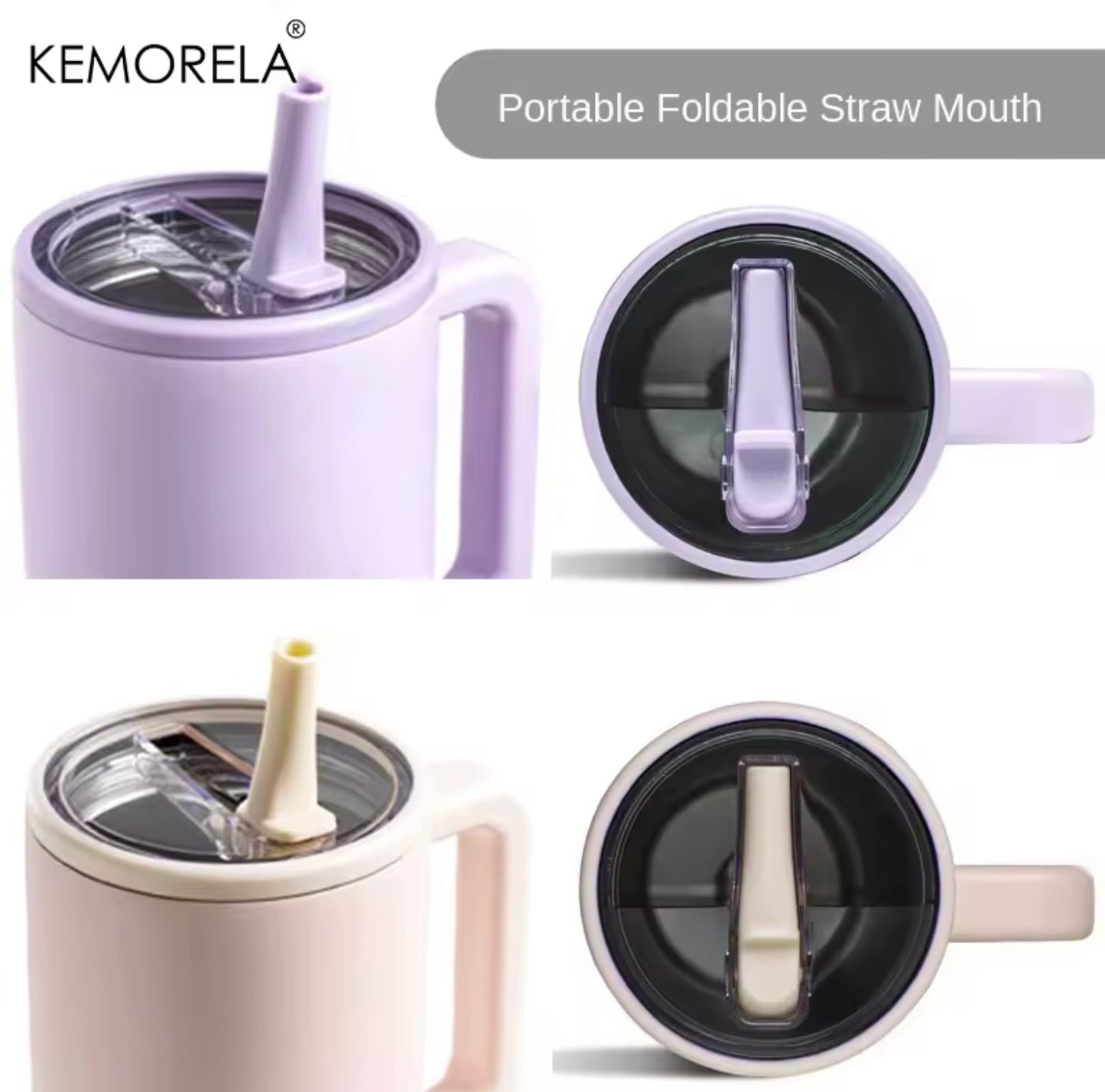 Tumbler, Mug 40 Oz Handle and Nozzle Straw Lid, Insulated Reusable Stainless Steel Travel Mug Keeps Drinks Cold up to 34 Hours