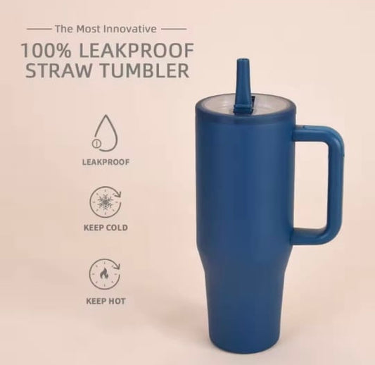Tumbler, Mug 40 Oz Handle and Nozzle Straw Lid, Insulated Reusable Stainless Steel Travel Mug Keeps Drinks Cold up to 34 Hours