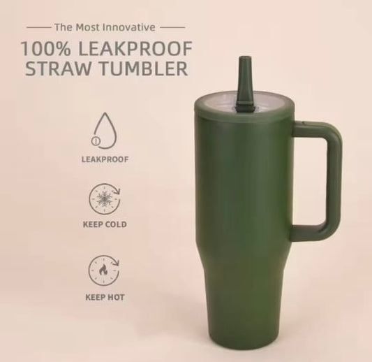 Tumbler, Mug 40 Oz Handle and Nozzle Straw Lid, Insulated Reusable Stainless Steel Travel Mug Keeps Drinks Cold up to 34 Hours