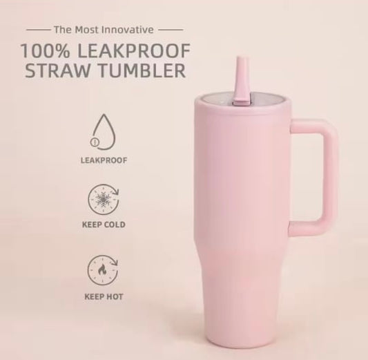 Tumbler, Mug 40 Oz Handle and Nozzle Straw Lid, Insulated Reusable Stainless Steel Travel Mug Keeps Drinks Cold up to 34 Hours
