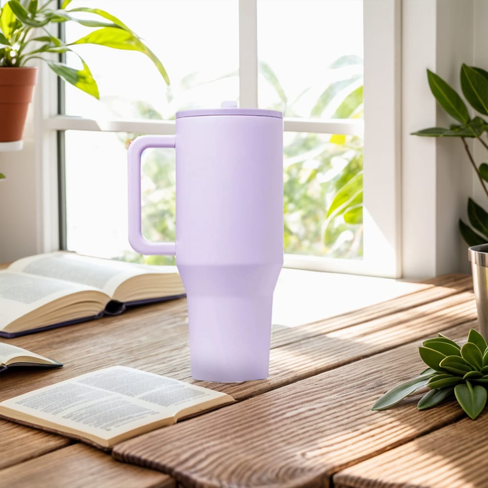 Tumbler, Mug 40 Oz Handle and Nozzle Straw Lid, Insulated Reusable Stainless Steel Travel Mug Keeps Drinks Cold up to 34 Hours