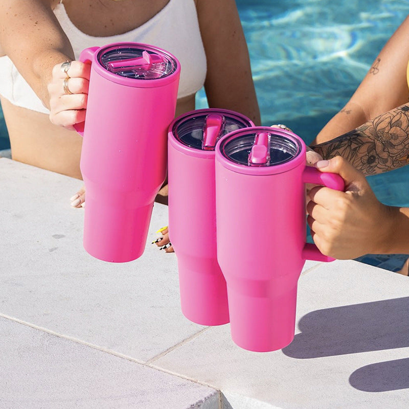 Tumbler, Mug 40 Oz Handle and Nozzle Straw Lid, Insulated Reusable Stainless Steel Travel Mug Keeps Drinks Cold up to 34 Hours
