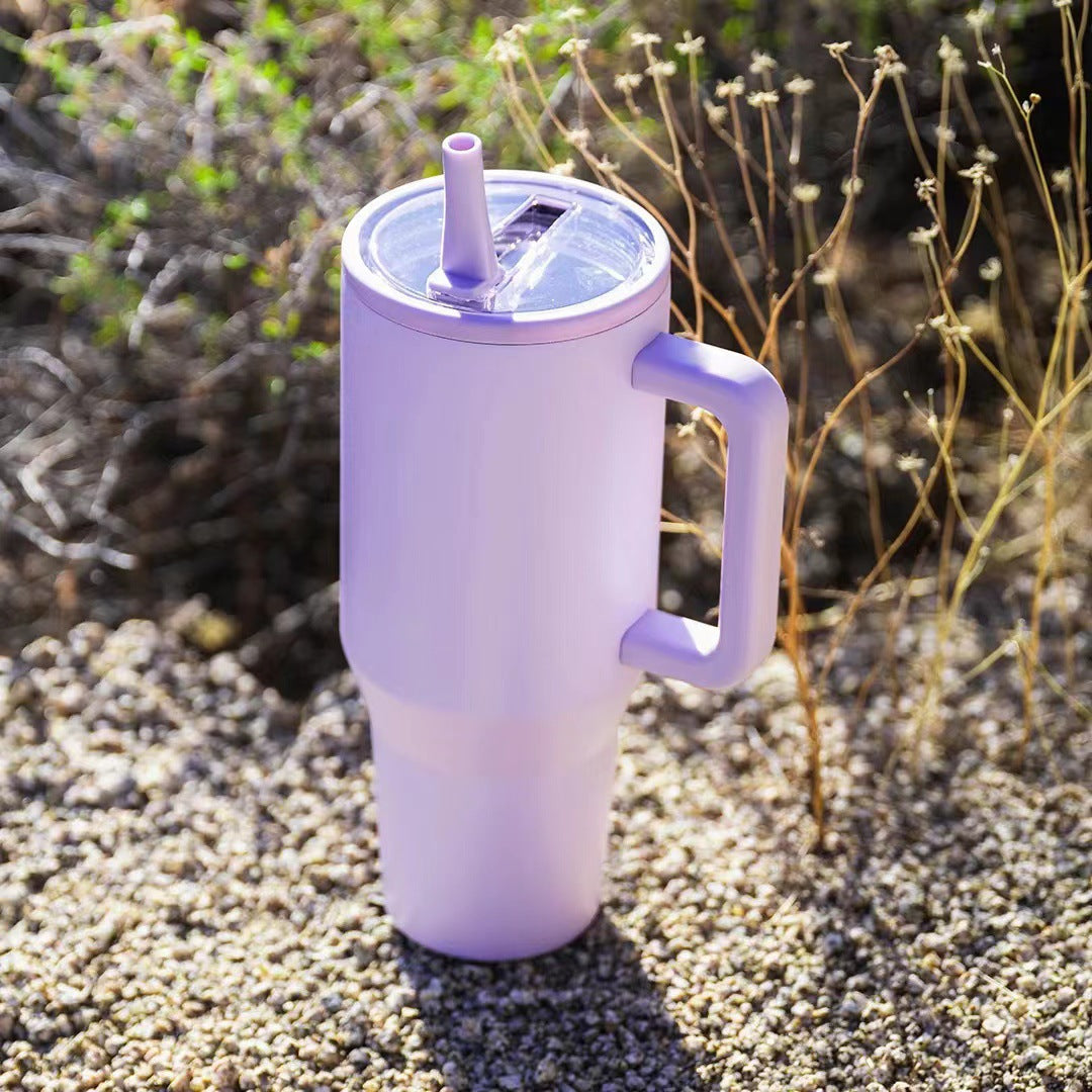 Tumbler, Mug 40 Oz Handle and Nozzle Straw Lid, Insulated Reusable Stainless Steel Travel Mug Keeps Drinks Cold up to 34 Hours