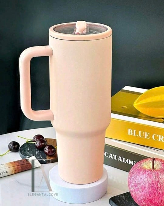 Tumbler, Mug 40 Oz Handle and Nozzle Straw Lid, Insulated Reusable Stainless Steel Travel Mug Keeps Drinks Cold up to 34 Hours