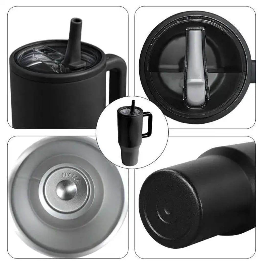 Tumbler, Mug 40 Oz Handle and Nozzle Straw Lid, Insulated Reusable Stainless Steel Travel Mug Keeps Drinks Cold up to 34 Hours