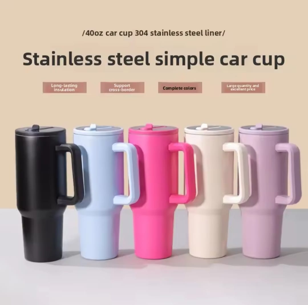 Tumbler, Mug 40 Oz Handle and Nozzle Straw Lid, Insulated Reusable Stainless Steel Travel Mug Keeps Drinks Cold up to 34 Hours