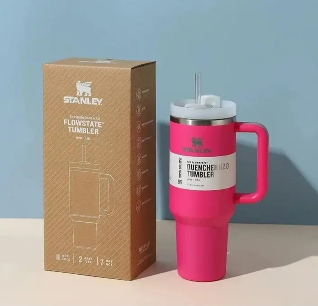 Premium Stanley-Quencher H2.0 Flowstate Stainless Steel 40 OZ Vacuum Insulated Cup, Tumbler, Mug with Lid -Stainless Steel - BPA free