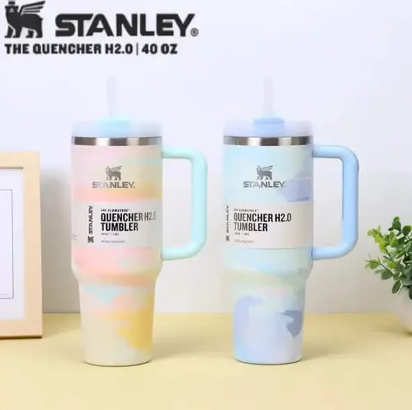 Premium Stanley-Quencher H2.0 Flowstate Stainless Steel 40 OZ Vacuum Insulated Cup, Tumbler, Mug with Lid -Stainless Steel - BPA free