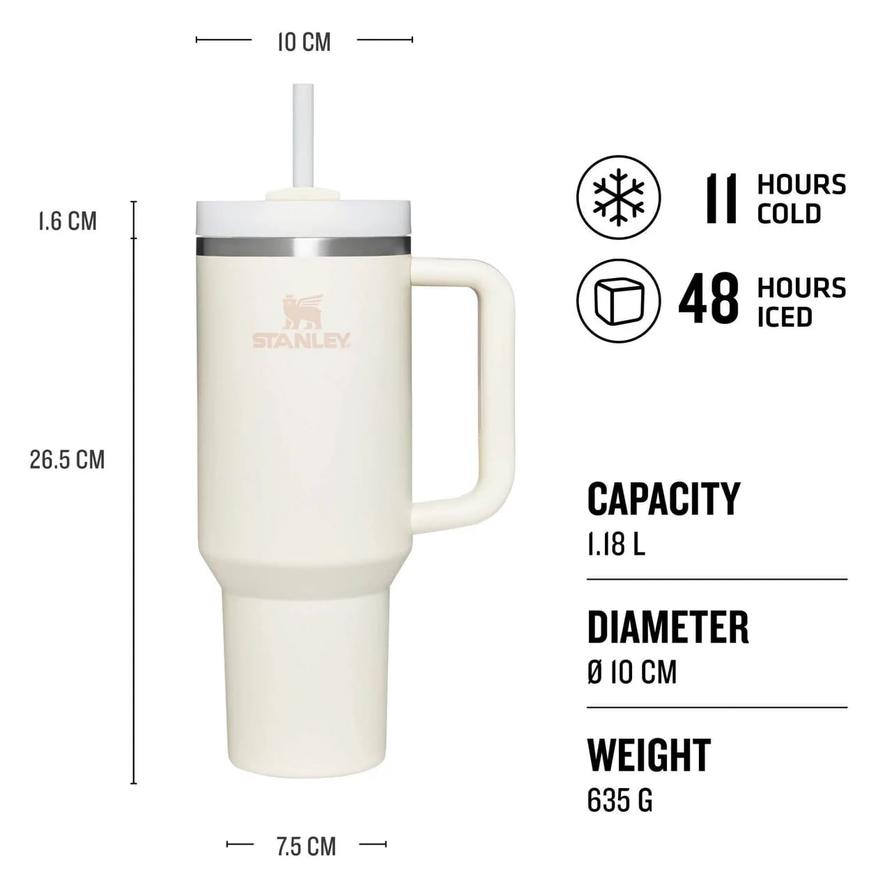 Premium Stanley-Quencher H2.0 Flowstate Stainless Steel 40 OZ Vacuum Insulated Cup, Tumbler, Mug with Lid -Stainless Steel - BPA free