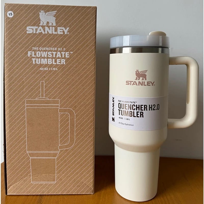 Premium Stanley-Quencher H2.0 Flowstate Stainless Steel 40 OZ Vacuum Insulated Cup, Tumbler, Mug with Lid -Stainless Steel - BPA free