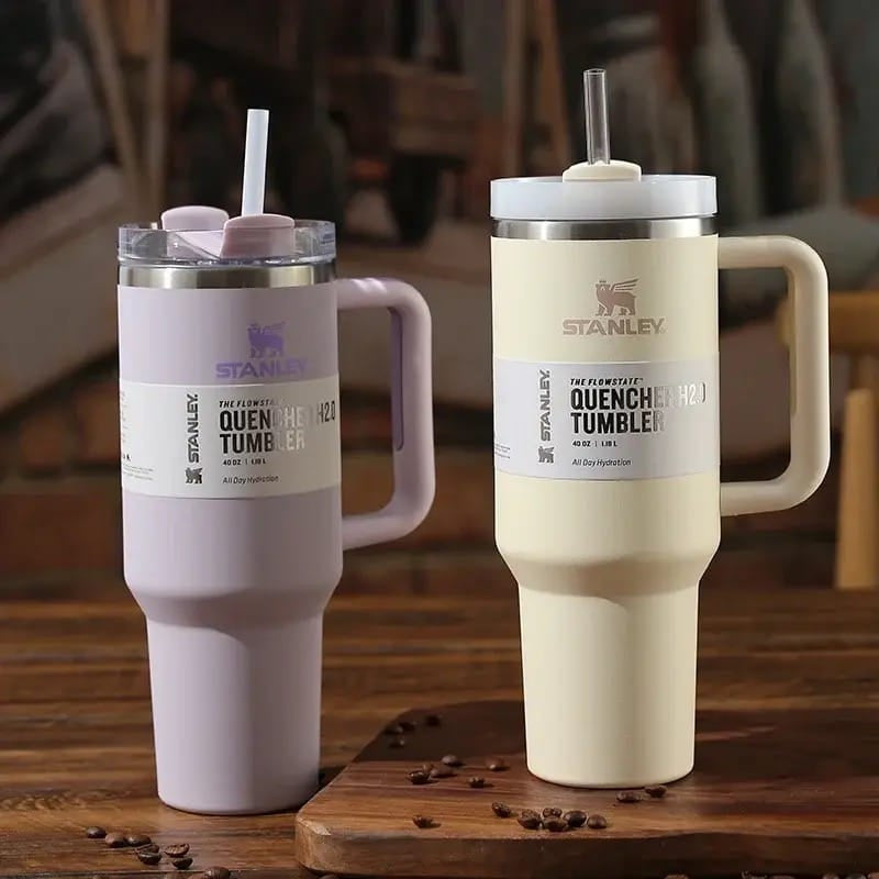 Premium Stanley-Quencher H2.0 Flowstate Stainless Steel 40 OZ Vacuum Insulated Cup, Tumbler, Mug with Lid -Stainless Steel - BPA free