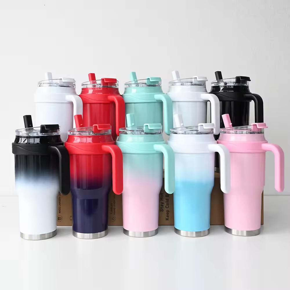 1200ml Insulated Tumbler with Handle & Straw | Hot & Cold 11H/7H
