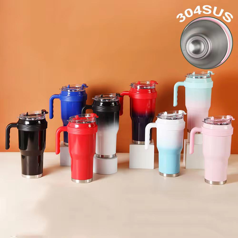 1200ml Insulated Tumbler with Handle & Straw | Hot & Cold 11H/7H