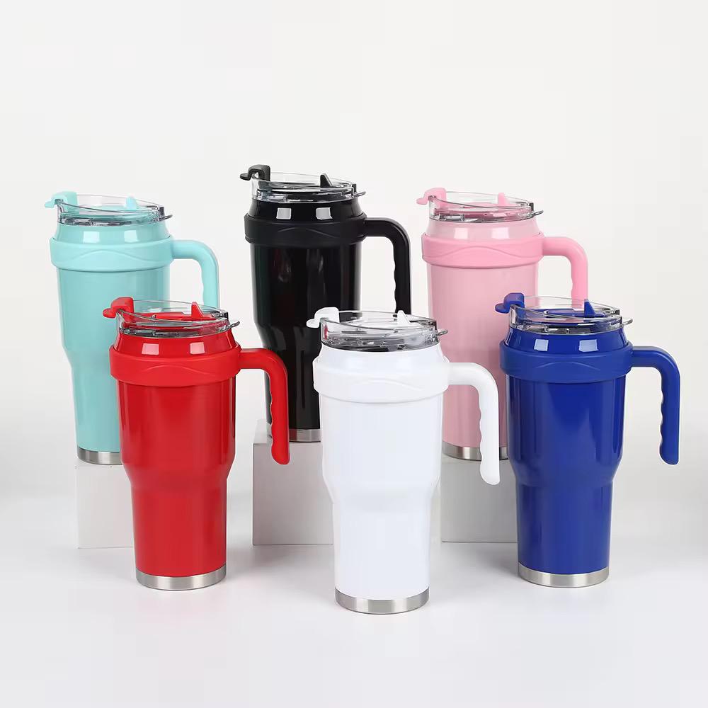 1200ml Insulated Tumbler with Handle & Straw | Hot & Cold 11H/7H