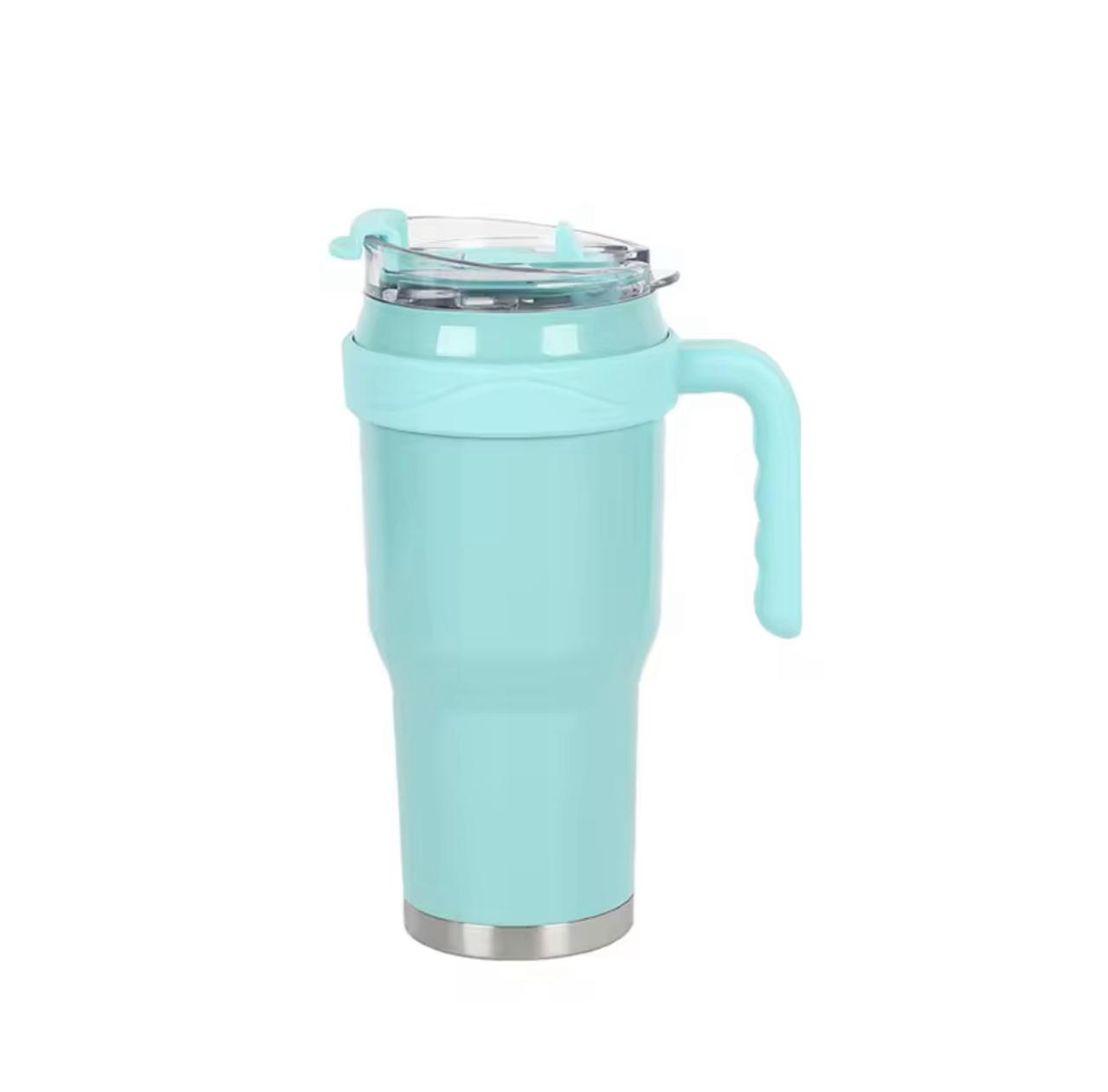 1200ml Insulated Tumbler with Handle & Straw | Hot & Cold 11H/7H