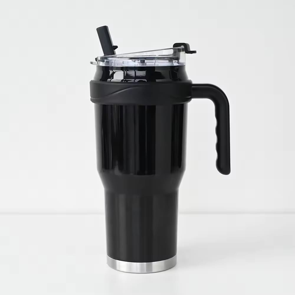 1200ml Insulated Tumbler with Handle & Straw | Hot & Cold 11H/7H