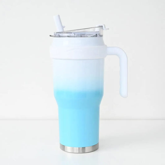 1200ml Insulated Tumbler with Handle & Straw | Hot & Cold 11H/7H